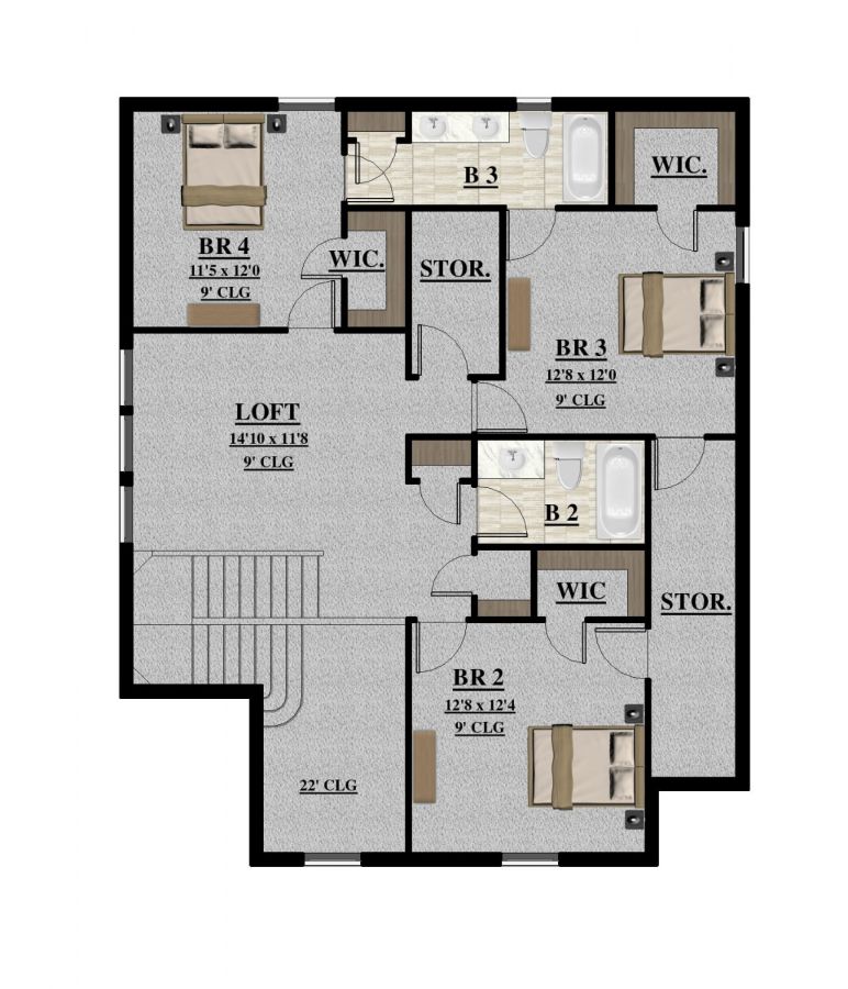 2nd Floor Plan Rendering min