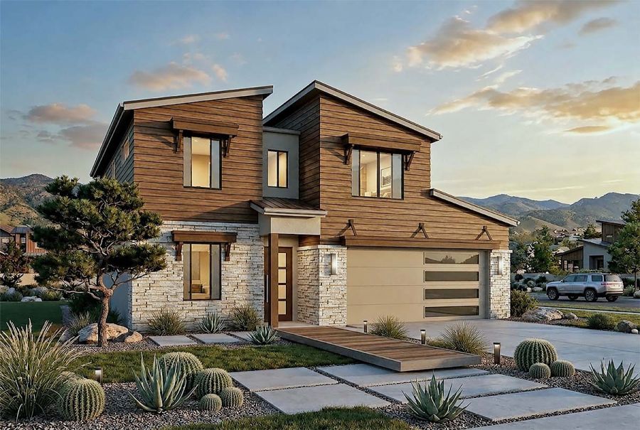 House front view rendering