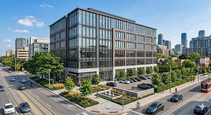 office building angle view rendering